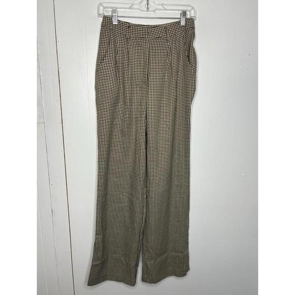 Lulus Pants - Lulus Pants Womens Small Houndstooth Plaid Wide Leg High Rise Academia Pleated